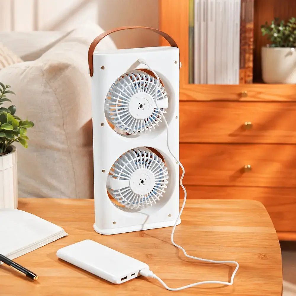 Настільний вентилятор Double-ended Spray Fan 1200 мАг / Акумуляторний портативний вентилятор з пультом та LED-підсвічуванням - фото 3