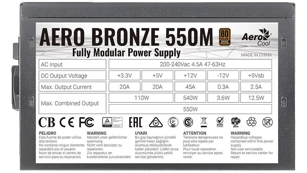 Блок питания Aerocool Aero Bronze 550M Fully Modular 550W (ACPB-AR55AEC.1M) Б/у,U1 - фото 5