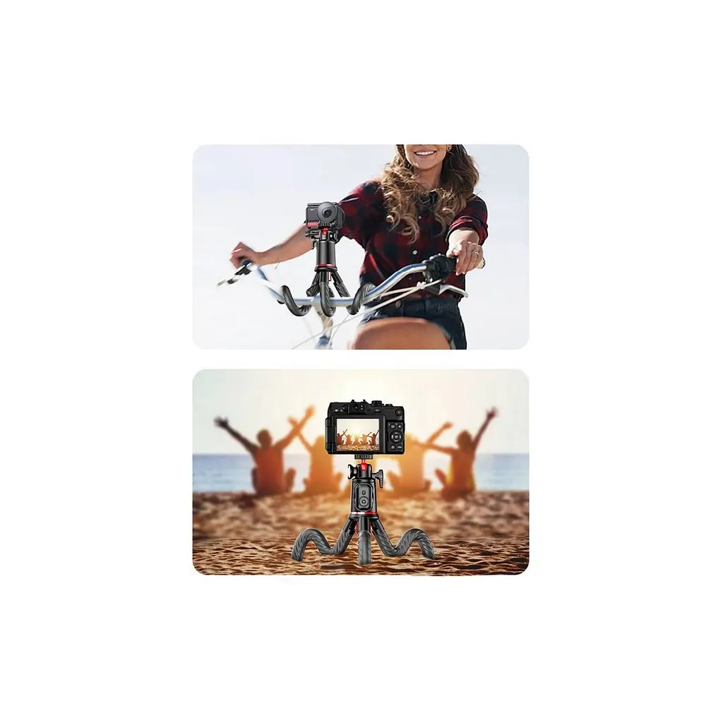 Штатив RTAKO C03 Octopus Extendable Tripod Selfie Stick (with Detachable Phone Holder) Black (6942063212416) - фото 4