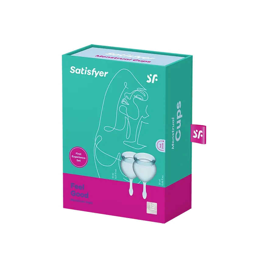 Satisfyer Feel Good-набір менструальних чаш, 15 мл і 20 мл (Блакитний) - фото 8