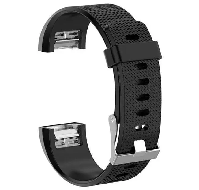 Силіконовий ремінець для фітнес браслета Fitbit Charge 2 L Black - фото 2