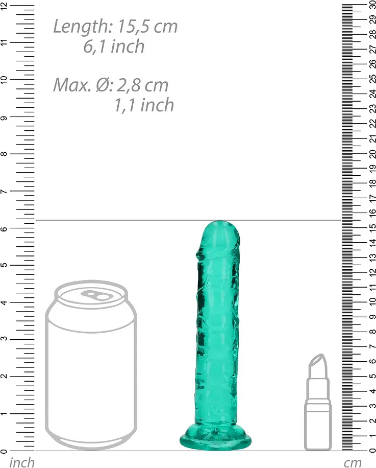 Фаллоимитатор RealRock Crystal Clear Realistic Dildo 6'' 14.5 см зеленый - фото 5