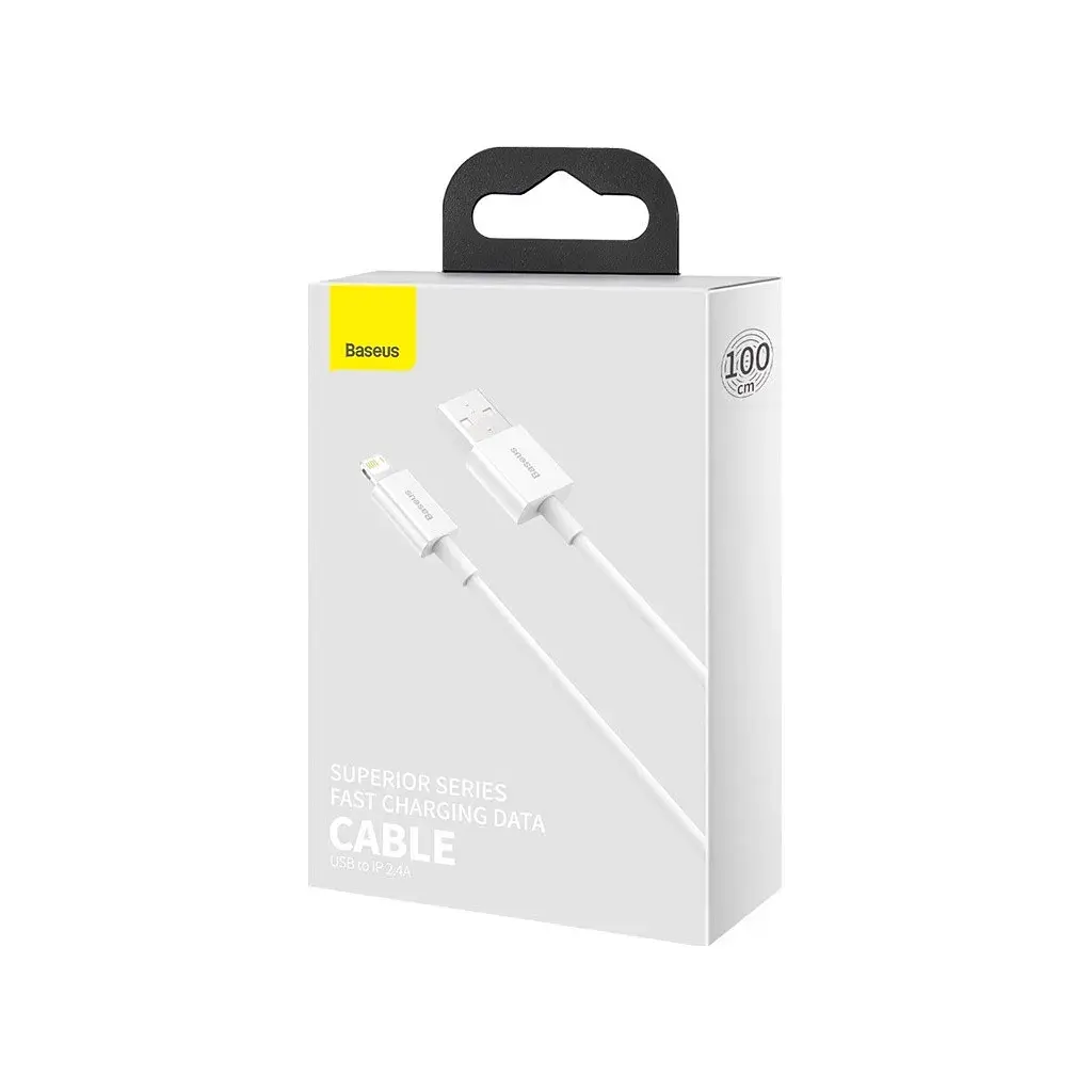 Дата кабель USB 2.0 AM to Lightning 1.0m 2.4A white Baseus (CALYS-A02) - фото 6