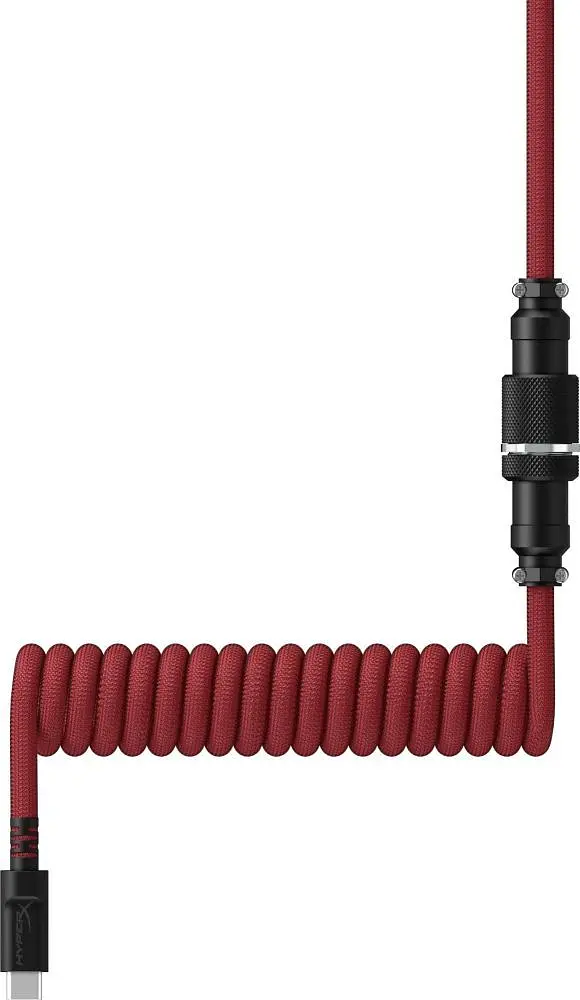 Кабель HyperX USB-A – USB-C, спиральный, 1.37 м Red/Black (6J677AA) - фото 2