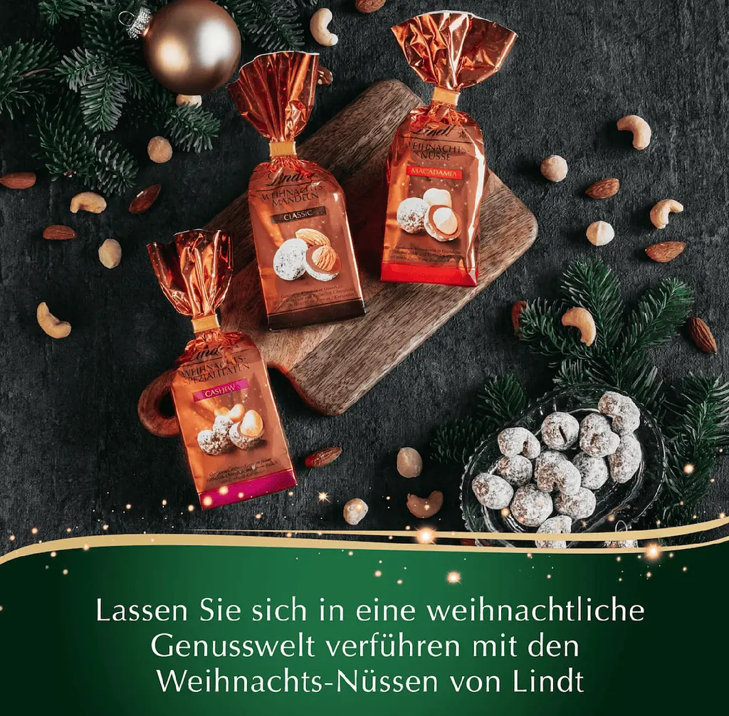 Шоколадні цукерки Lindt Weihnachts Spezialitaten Cashew 100г - фото 5