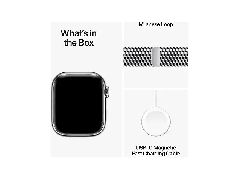 Смарт-годинник Apple Watch Series 9 GPS + Cellular 41mm Silver S. Steel Case w. Silver Milanese Loop (MRJ43) - фото 8