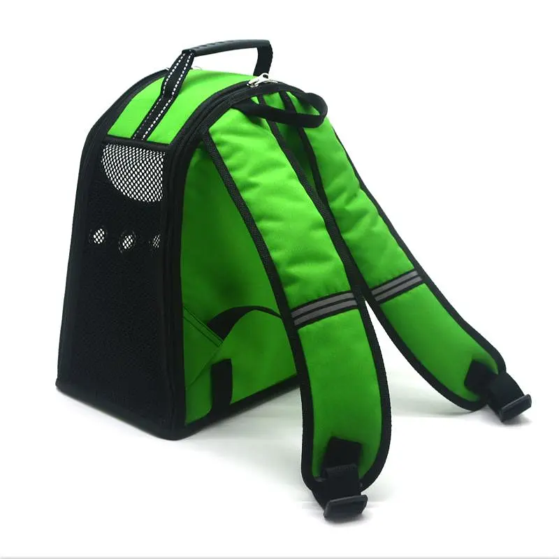 Рюкзак для переноски кошек и собак Zoo-hunt Лоренс салатовый №1 21х32х35 см - фото 7