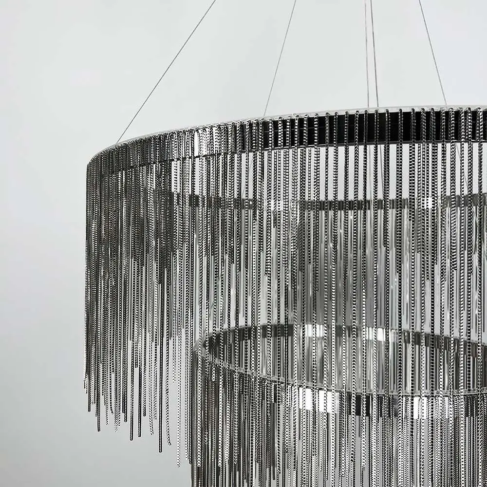 Хромированная люстра с цепочками на 2 яруса Ø 80+50 см | Line F | Ст. SP07-800+500 - фото 9