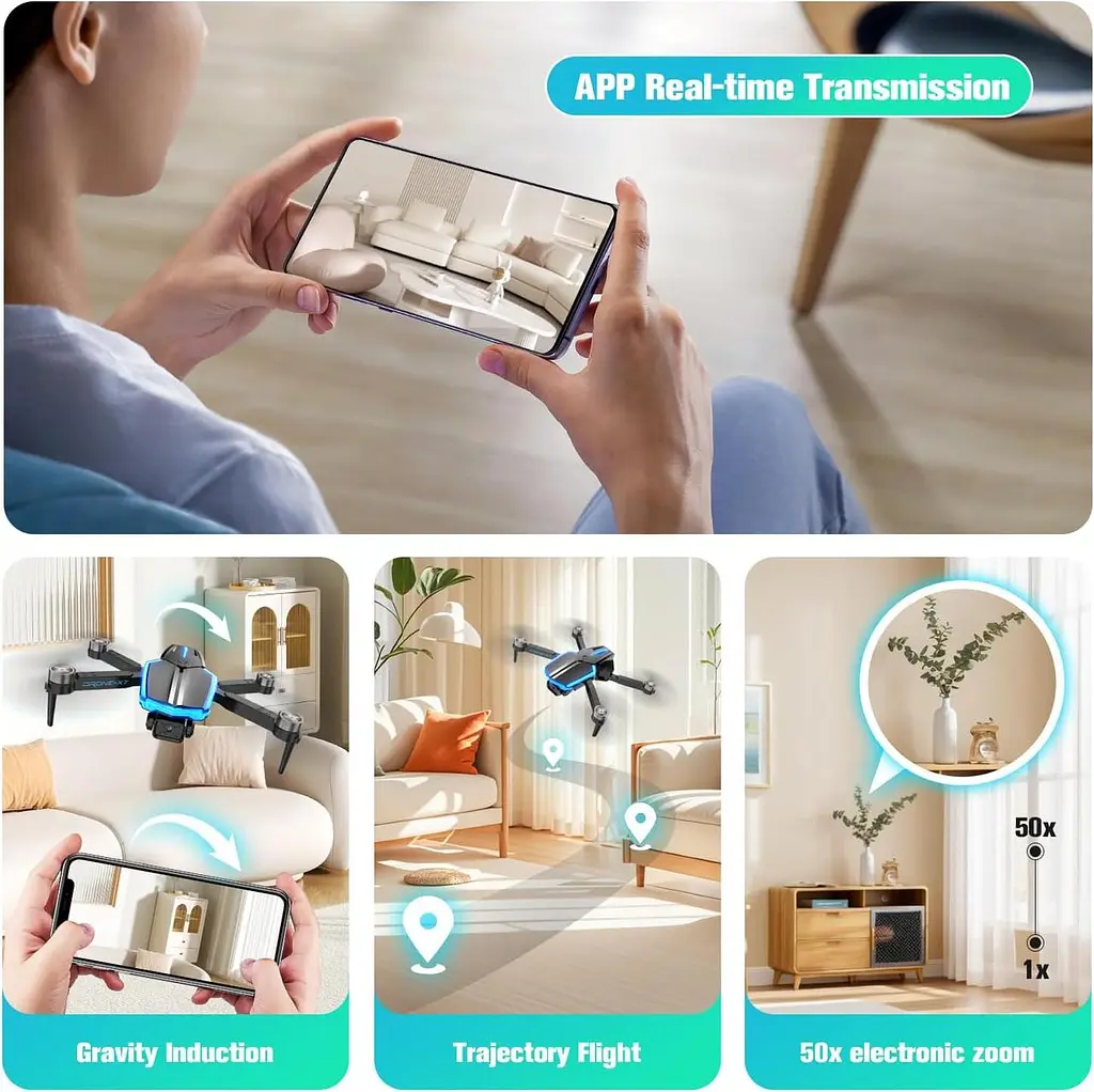 Дрон із камерою 4K для дітей і дорослих, безщітковий двигун RC Quadcopter для початківців, 36 хвилин польоту/запуск одним ключем - фото 6