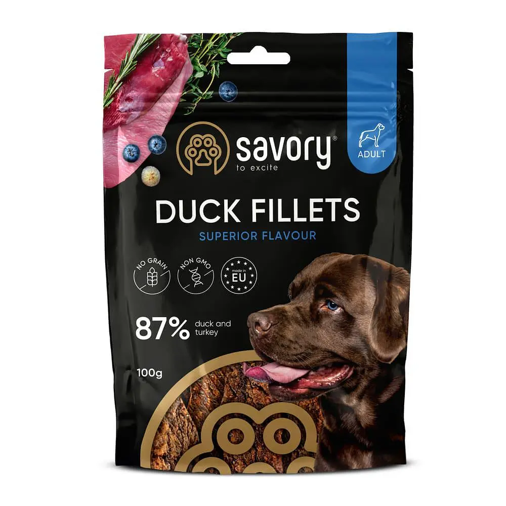 Ласощі для собак Savory Fillet Turkey With Duck, джерки філе індички з качкою, 100 г