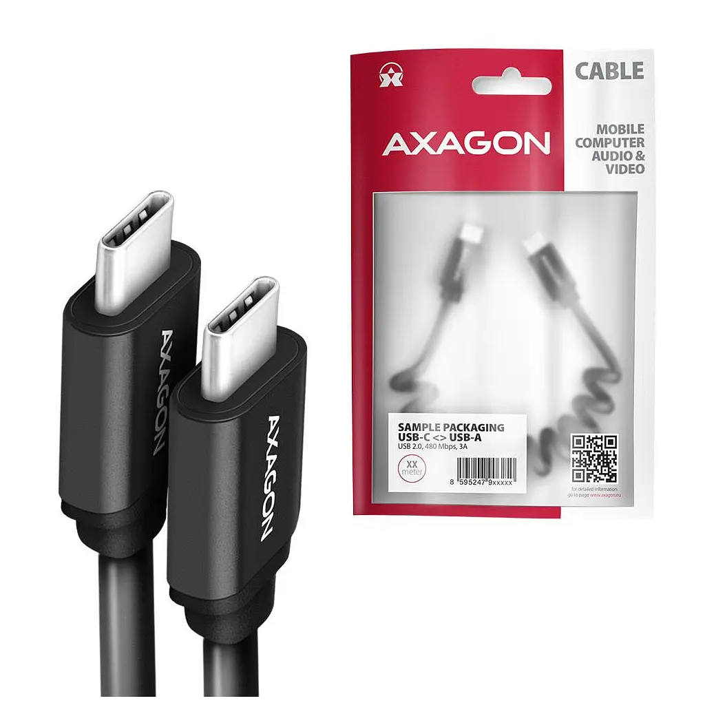 Дата кабель USB-C to USB-C 0.6m 60W black AXAGON (BUCM-CM10TB) - фото 2