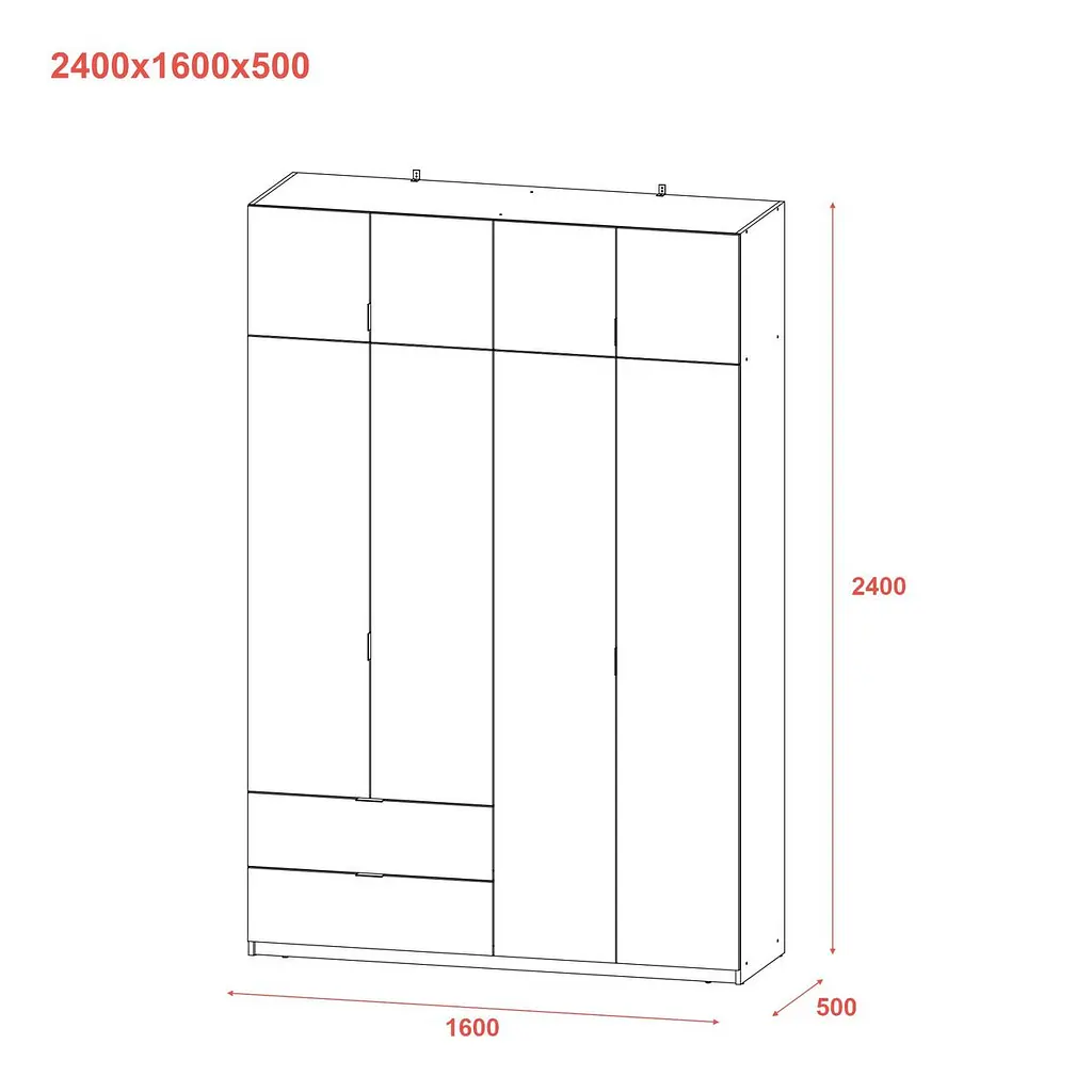 Розпашна Шафа для одягу Doros Лукас Білий 160х50х240 (80737067) - фото 4