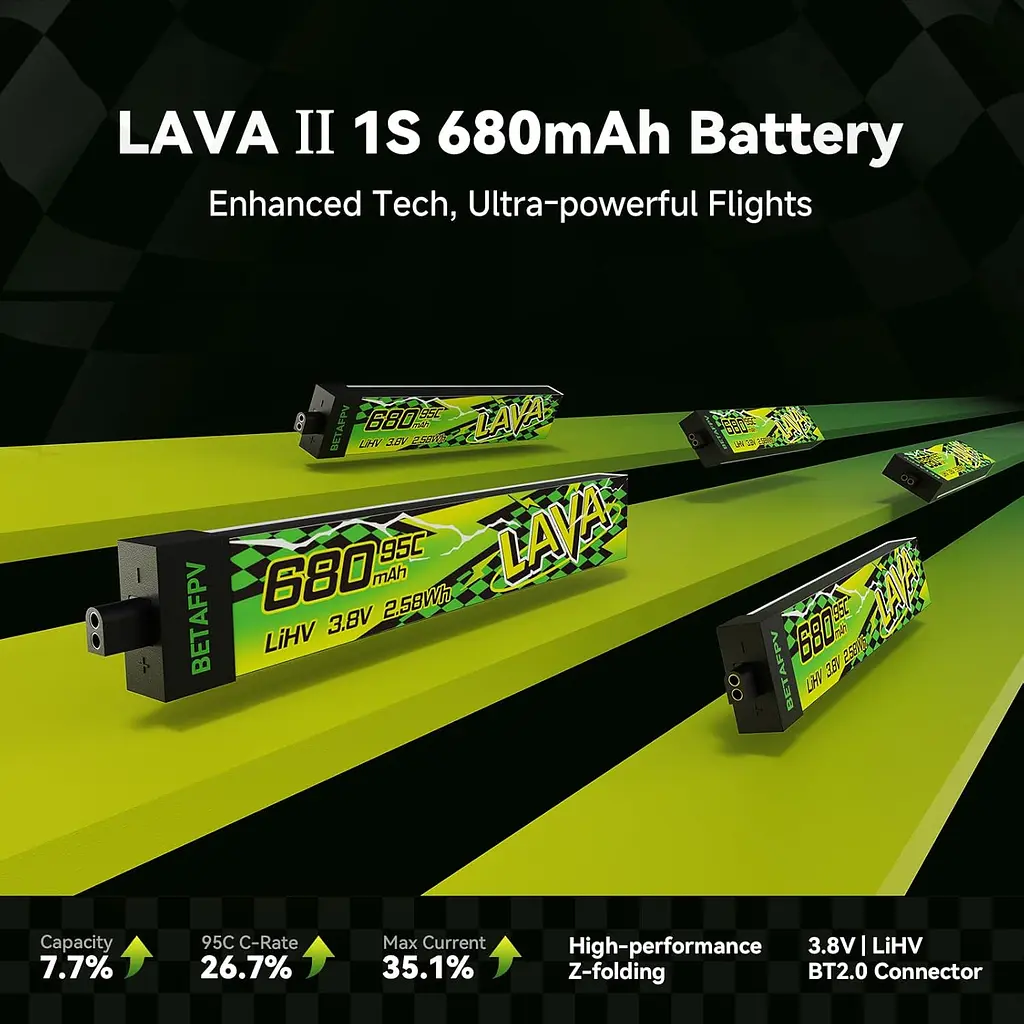 Акумулятор BetaFPV Lava 2 1S 680 mAh BT2.0 / 3.8V / 95C / LiHV для FPV Air, Meteor, Cetus, Tiny Whoop (19522) - фото 5