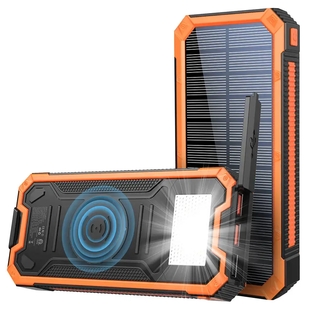 Зарядний пристрій на сонячних батареях iBattery YD-888KW 30000mAh з ліхтариком та бездротовою зарядкою - фото 3