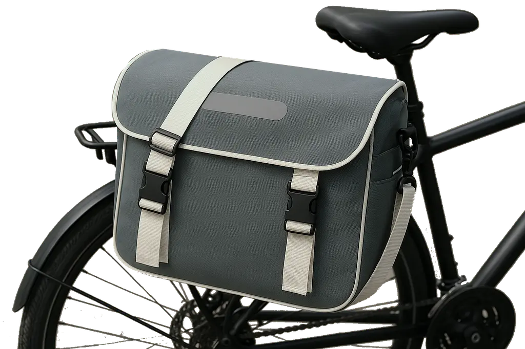 Сумка велосипедна Bikemate 20 л, сіра, з дощовиком, 2в1 (на багажник/через плече) - фото 3