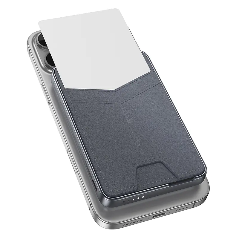 Зовнішній акумулятор HOCO Q46 Title PD20W magnetic power bank+card holder+phone holder(5000mAh) Silver Gray (6942007663106) - фото 3