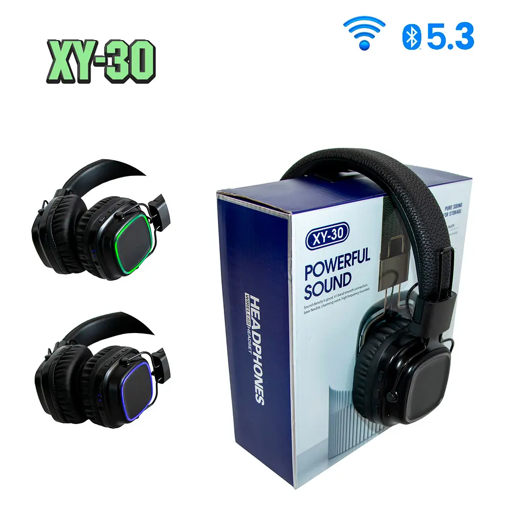 Навушники бездротові Powerful Sound XY-30, накладні, Bluetooth 5.3, з підсвіткою, чорні - фото 2
