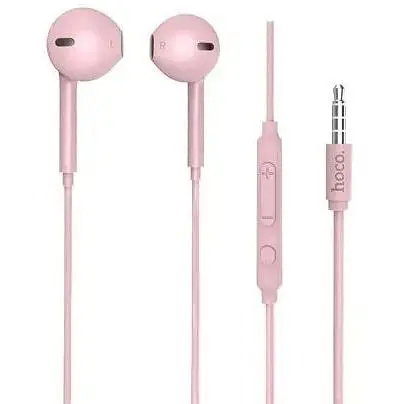Пластикові навушники Hoco M55 у форм-факторі Apple EarPods рожеві 6957531099925