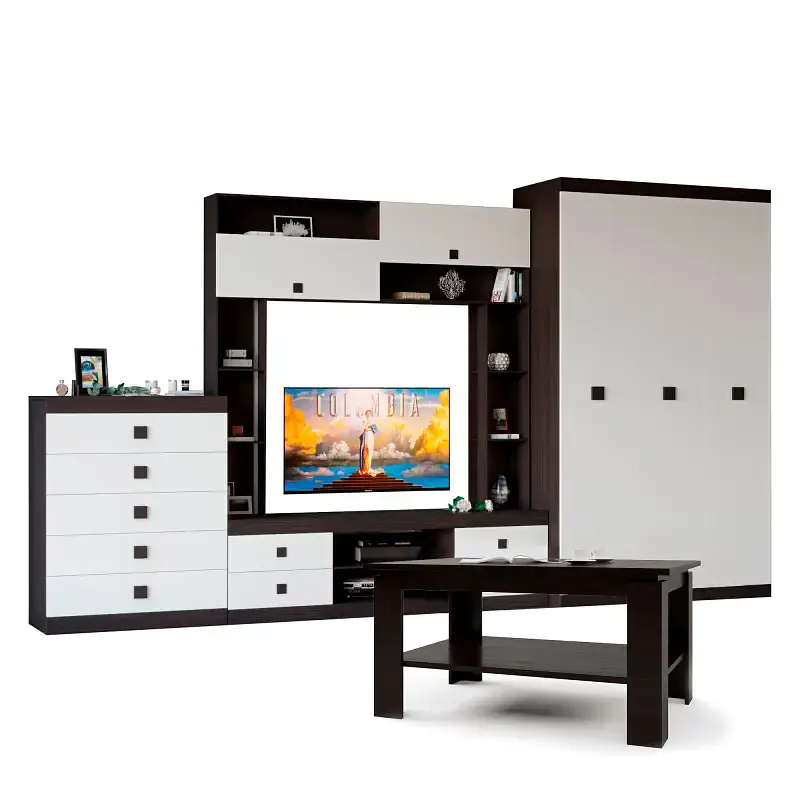 Вітальня Еверест Соната Комплект 28 (модульна - 4 елементи) венге темний/білий (EVR-2515) - фото 2