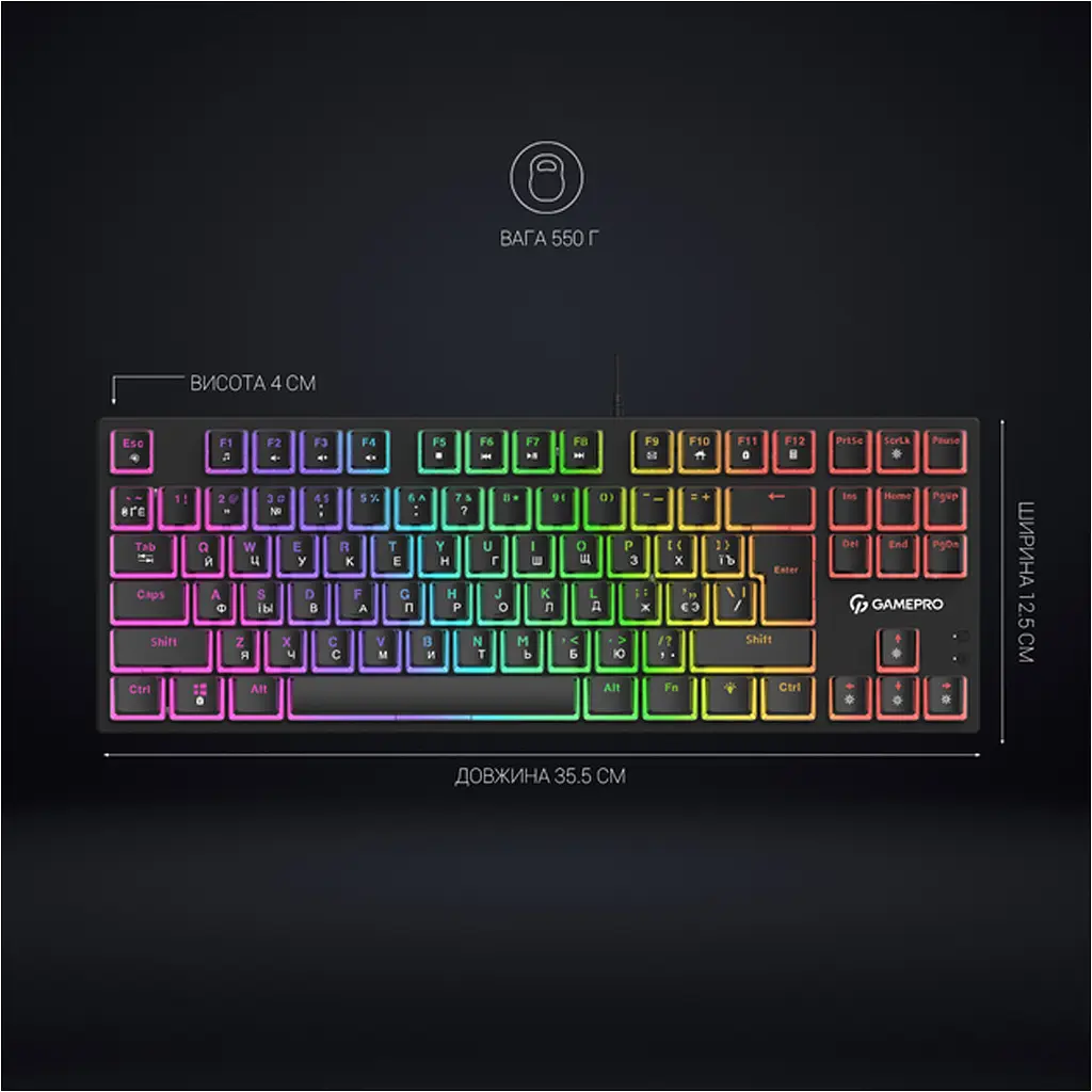Клавиатура GamePro MK80R Red Switch RGB USB Black [111028] - фото 12