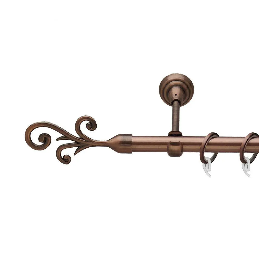 Карниз Orvit Фала металевий однорядний відкритий гладка труба кільце фасонне металеве Мідь 19 мм 200 см (00-00011912)