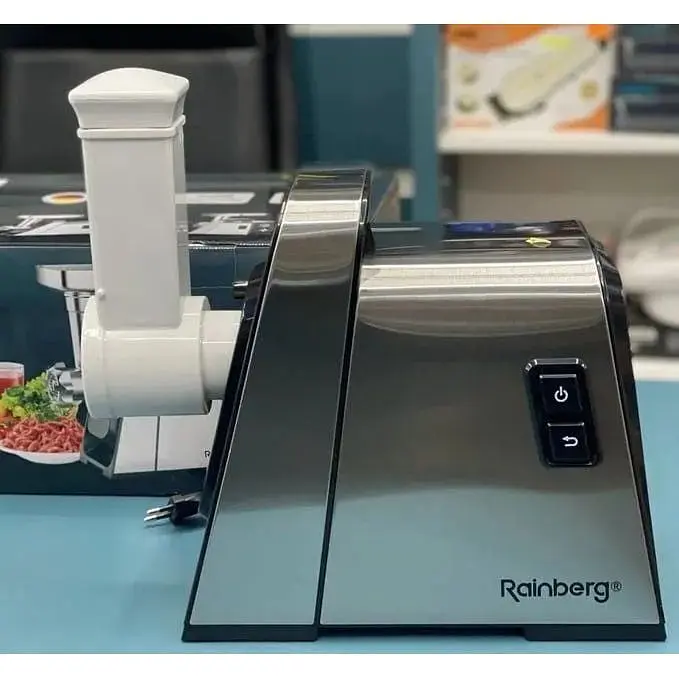 Електрична м'ясорубка Rainberg RB-2271 3 решітки 4 насадки 3000 Вт Сіра - фото 2