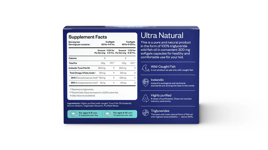 Kids Омега-3 тунца Perla Helsa Brain & Body Power с DHA-формулой 120 капсул - фото 2