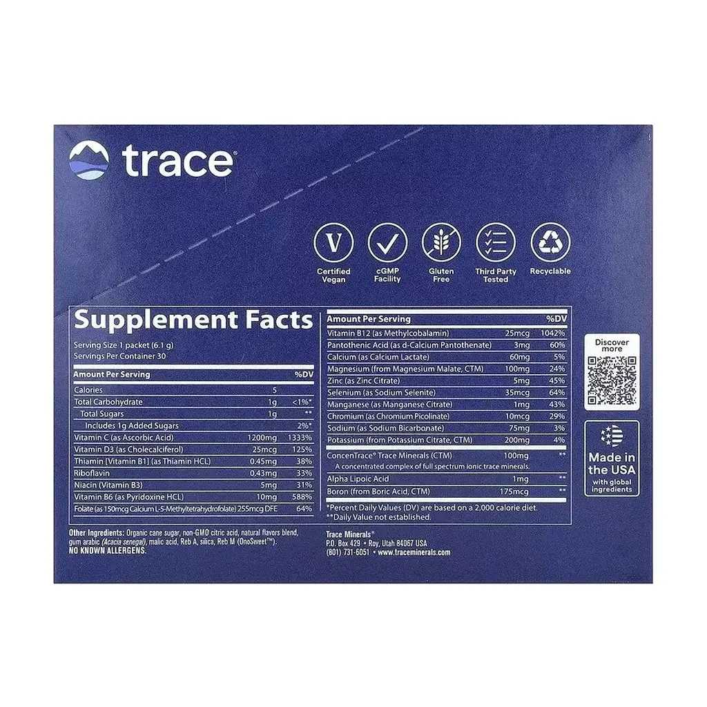 Вітамінно-мінеральний комплекс Trace Електроліти, смак ананаса кокосу, Power Pak, 30 пакетів по 6 (TMR00249) - фото 2