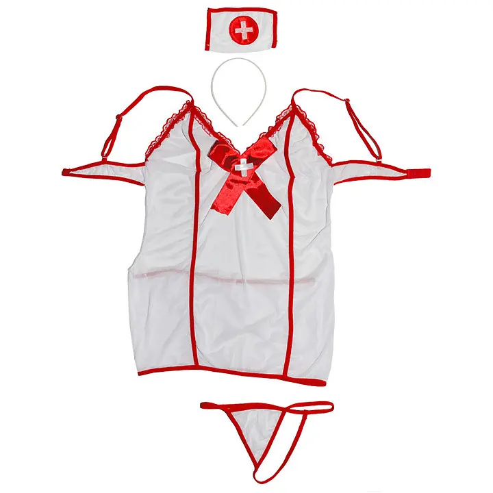 Прозорий ігровий костюм "Медсестра" L-XL Білий - фото 5