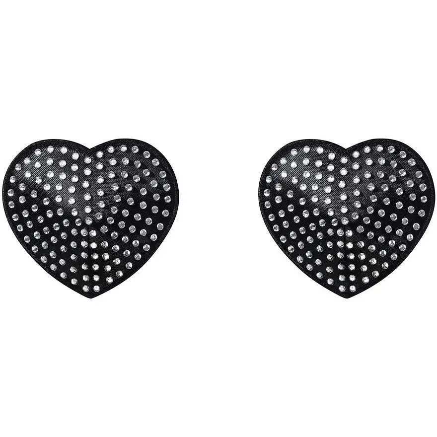 Накладки-сердечка на соски зі стразами Obsessive A750 nipple covers чорні One size - фото 2