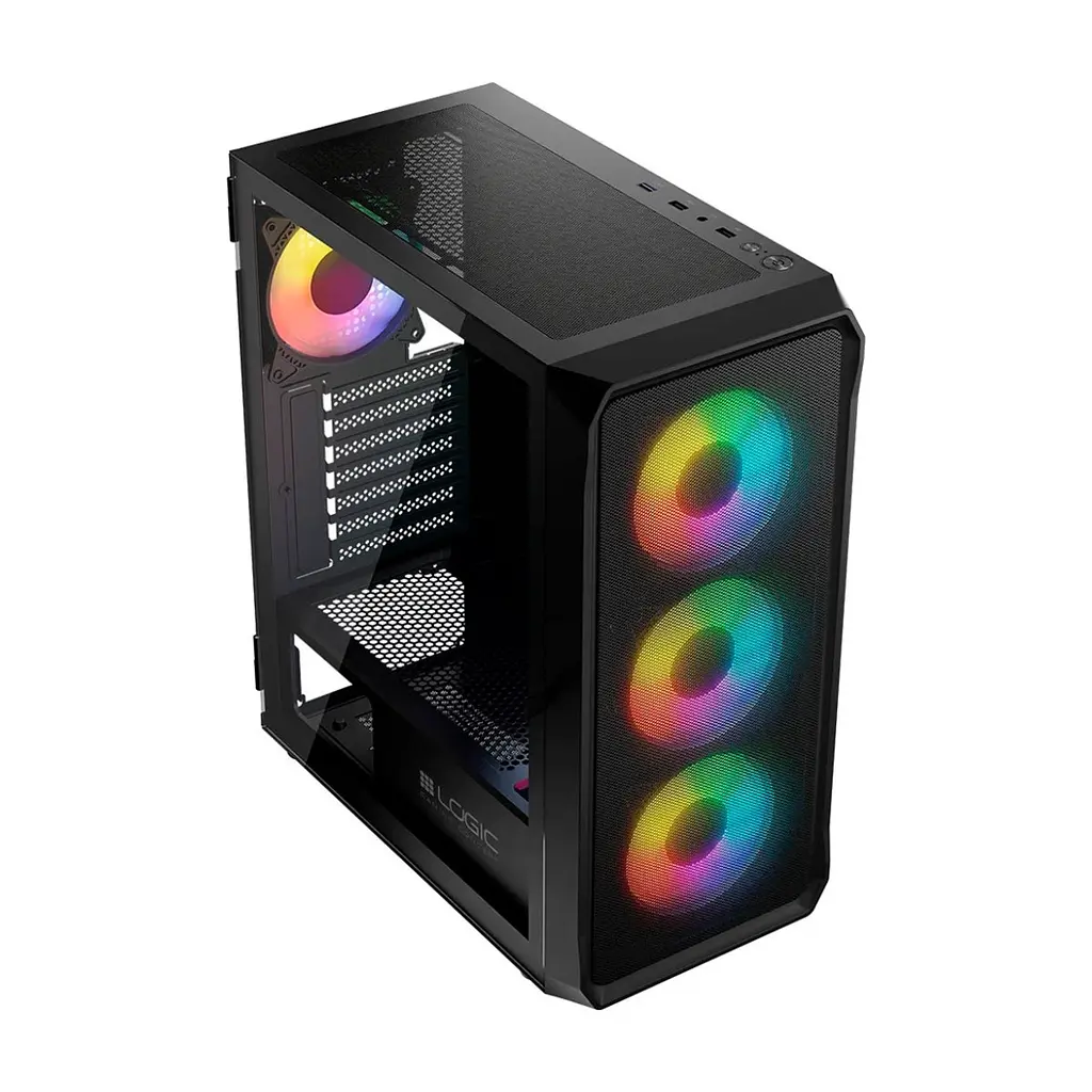 Корпус для ПК Logic concept PORTOS MESH+GLASS ARGB fans 4x120mm BLACK (AT-PORTOS-10-0000000-0002) - фото 5