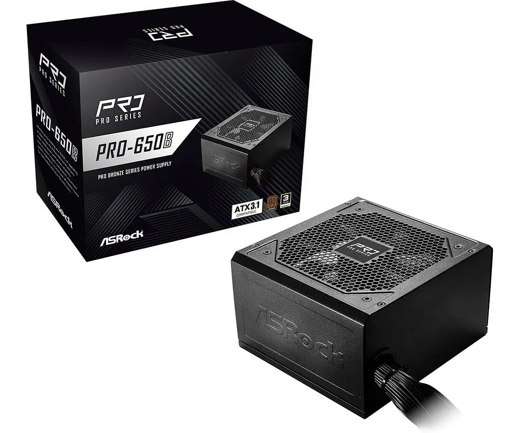 Блок живлення AsRock PRO-650B 650W ATX 3.1 80+ Bronze (PRO-650B) - фото 6