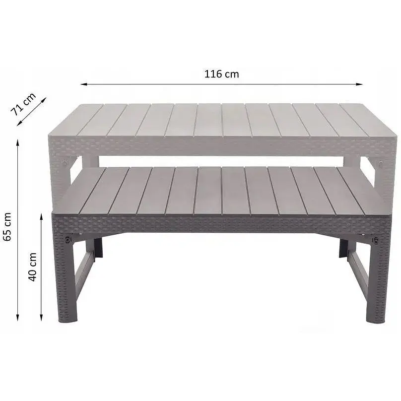 Стол для сада пластиковый Allibert Keter Lyon rattan table бежевый - фото 2