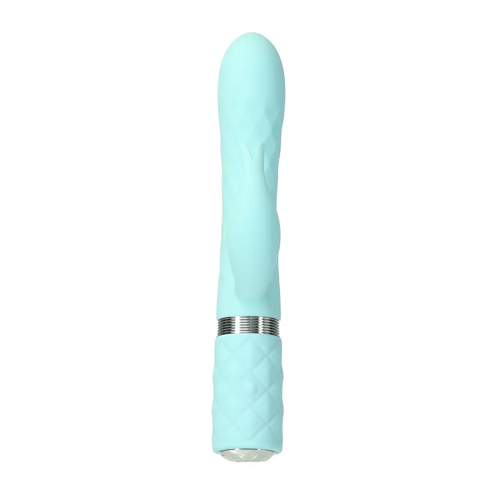 Розкішний кролик з ротацією та вібрацією Pillow Talk Lively Teal, кристал Сваровскі - фото 6
