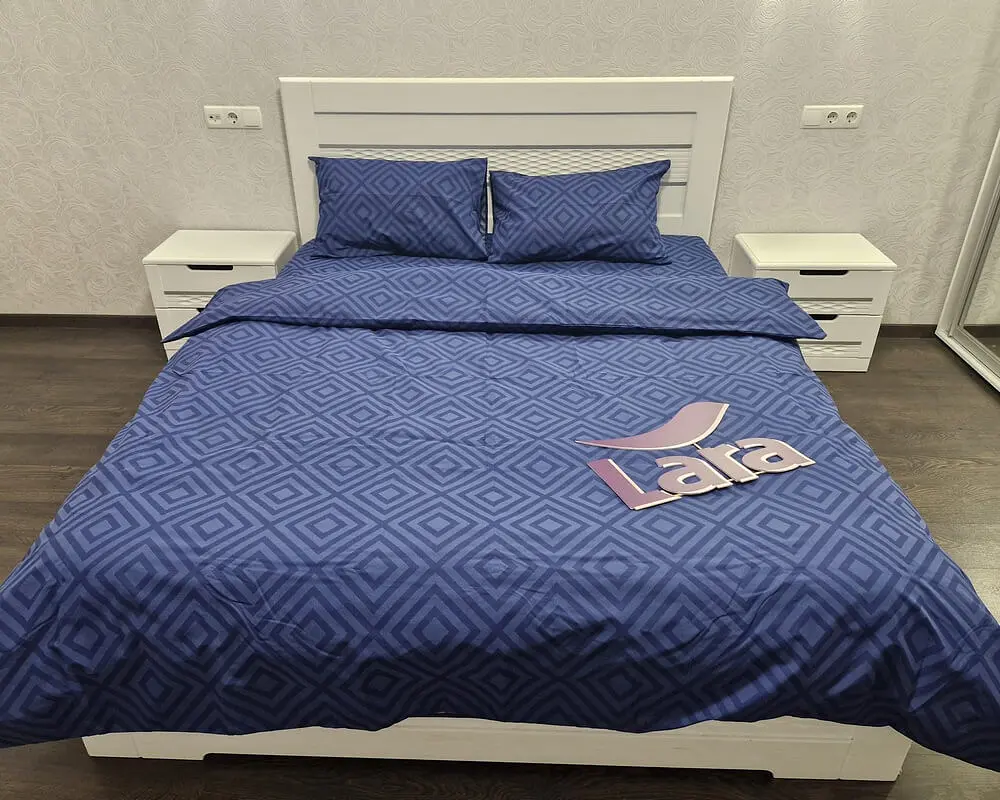 Постільна білизна LARA бязь d11297e Ромб Dark Blue євро - фото 5