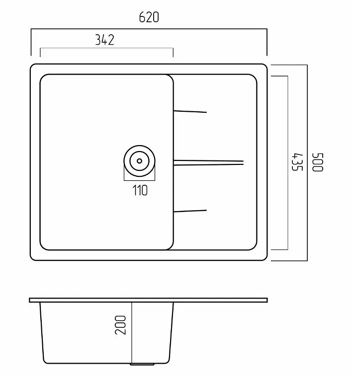 Кухонна мийка Platinum 6250 ZIRKONE матовий Сафарі (SP000040790) - фото 7
