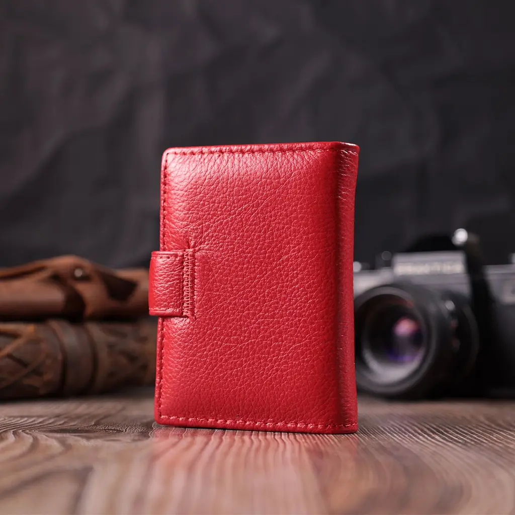 Містка візитниця з натуральної шкіри ST Leather 22470 червона - фото 10