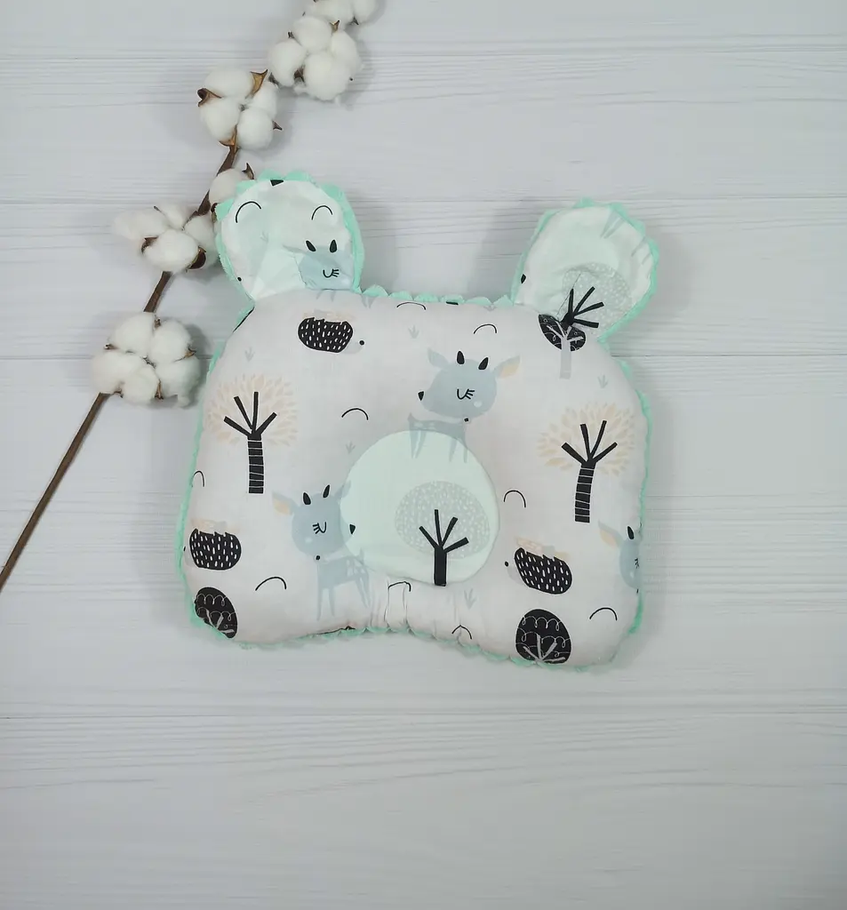 Плед для немовлят із знімним утеплювачем та подушка a.l.babybox Олені у лісі М'ятний - фото 3