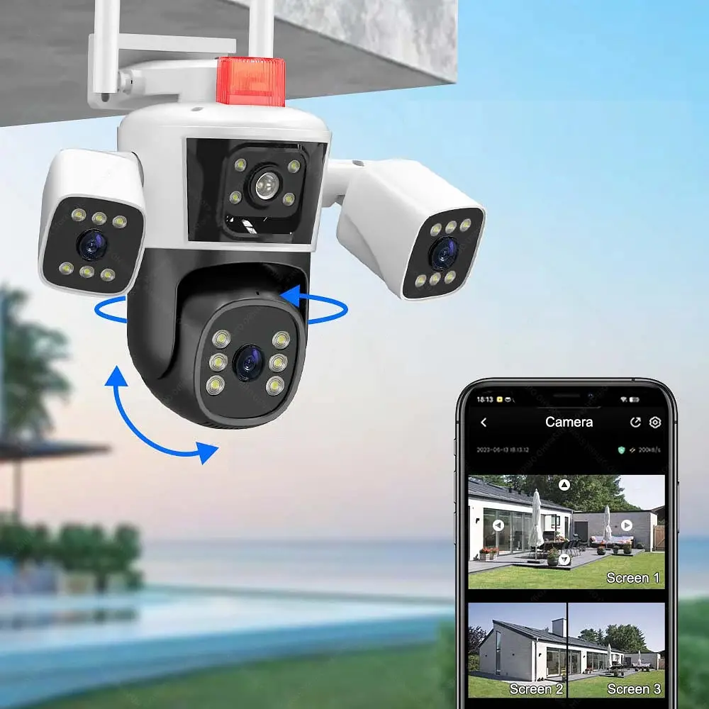 Вулична WiFi IPкамера IPC24-6K  12Мп  біло-чорна 3 незалежних об'єктиви поворотні - фото 2