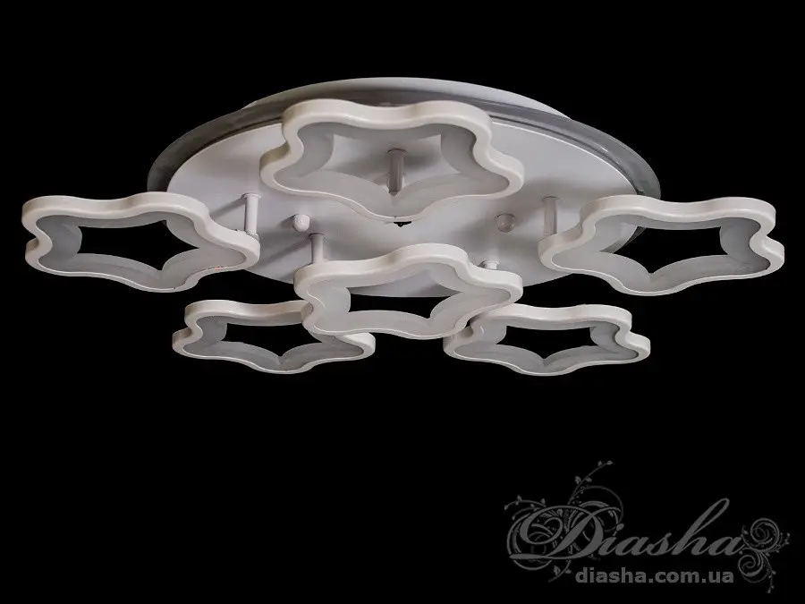 Світлодіодна стельова люстра зірки для спальні Diasha 1660/5+1WH LED 3color біла 55 см 95 W з пультом - фото 4