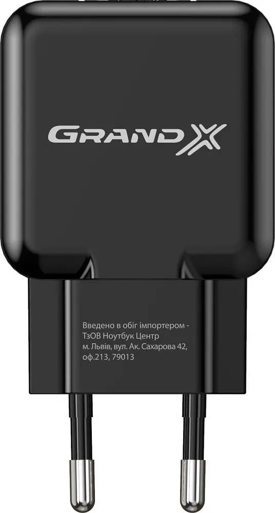 Мережевий зарядний пристрій Grand-X (1xUSB 5В/2.1А) Black (CH-03B) - фото 2