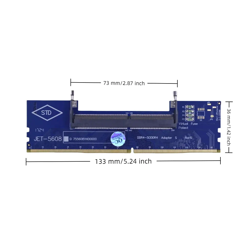 Конвертор Dynamode DDR4 Laptop SO-DIMM to Desktop DIMM RAM Memory (DM-DDR4-DIMM-Converter) - фото 4