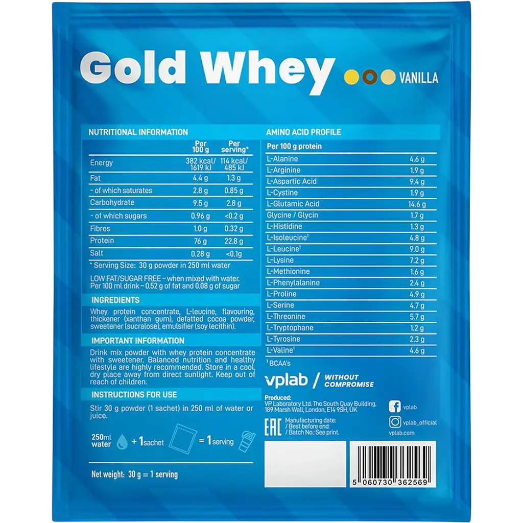 Протеин VPLab Gold Whey Ваниль 30 г - фото 2