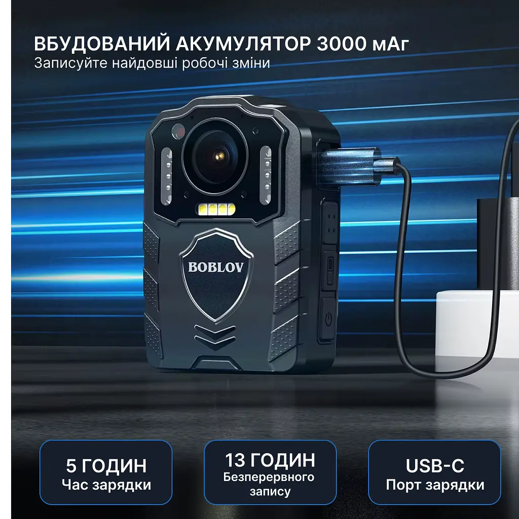 Нагрудний відеореєстратор BOBLOV KJ25 1080P міні з потужним акумулятором та кутом огляду 130° - фото 4