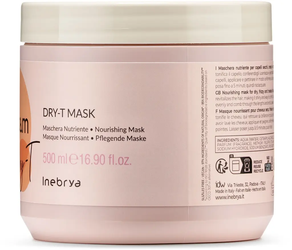 Маска для сухого, кучерявого й фарбованого волосся Inebrya Mask Dry-T 500 мл - фото 4