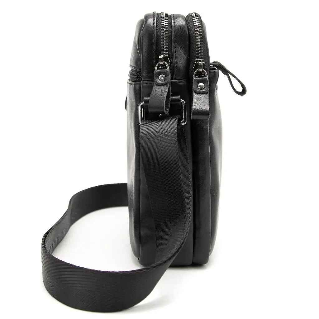 Месенджер кожаный чорний Tiding Bag 8713A - фото 5