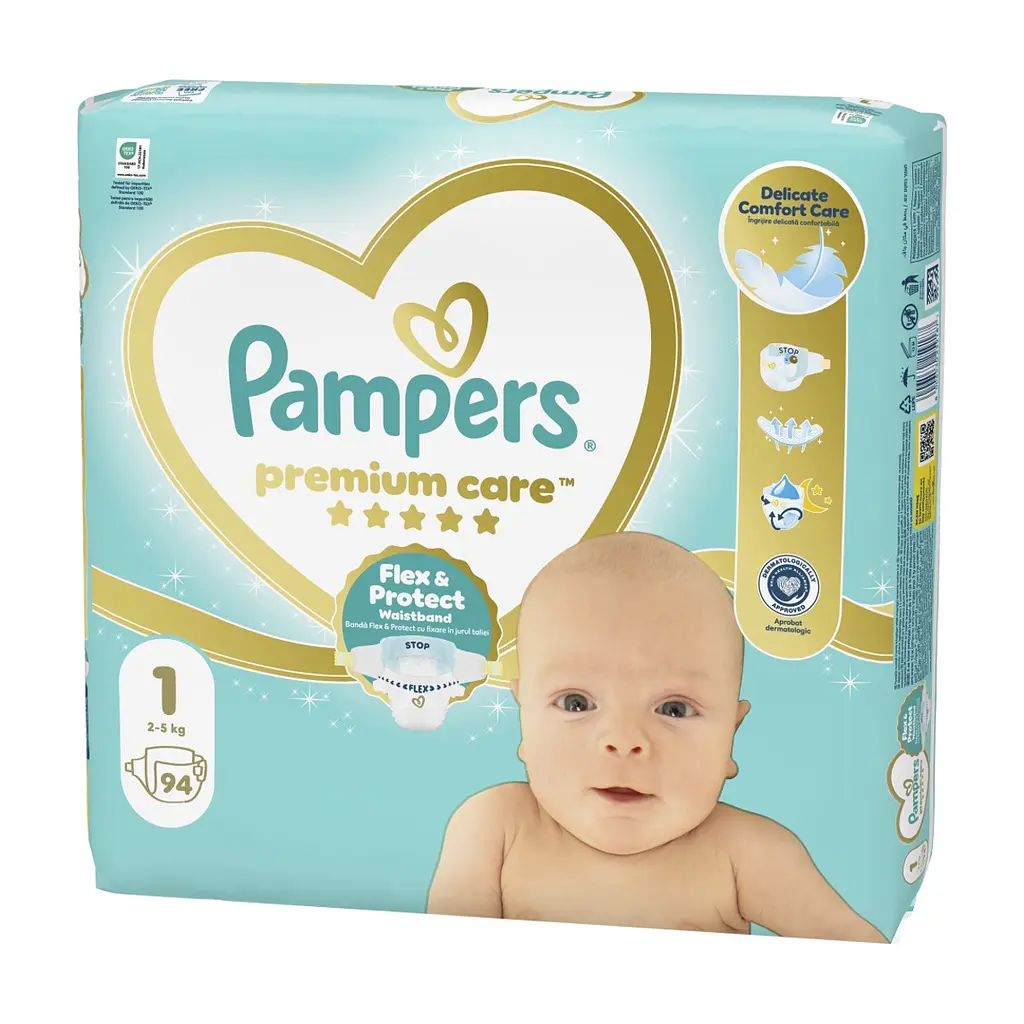 Підгузки Pampers Premium Care Розмір 1 (2-5 кг) 94 шт (8006530259187) - фото 3