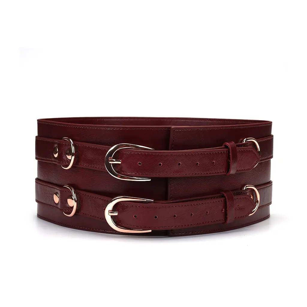 Шкіряний пояс для бондажу Liebe Seele Wine Red Waist Cuff, розмір M