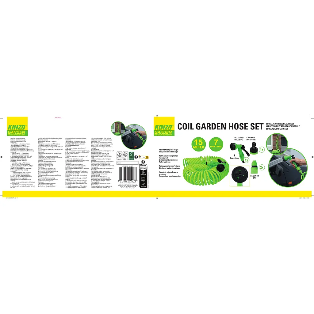 Уцінка. Набір Шланг для поливу Kinzo Garden з розпилювачем та конектором 15 м  - фото 4