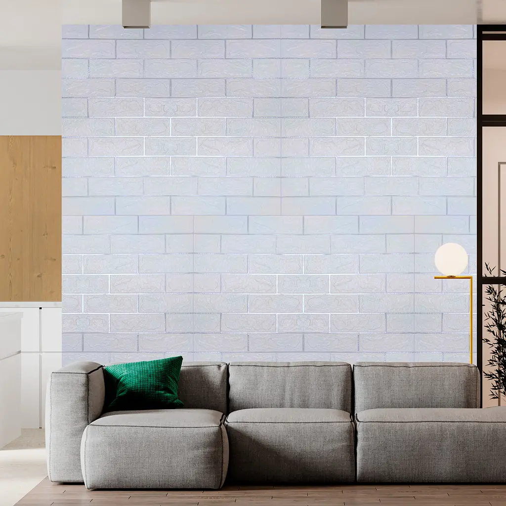 Самоклеюча декоративна 3D панель 3D Loft під білу матову цеглу зі сріблом 700x770x3 мм - фото 2